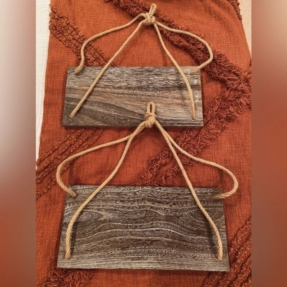 Boho Rustic Wall Hanging Wood Floating Shelves, Set of 2